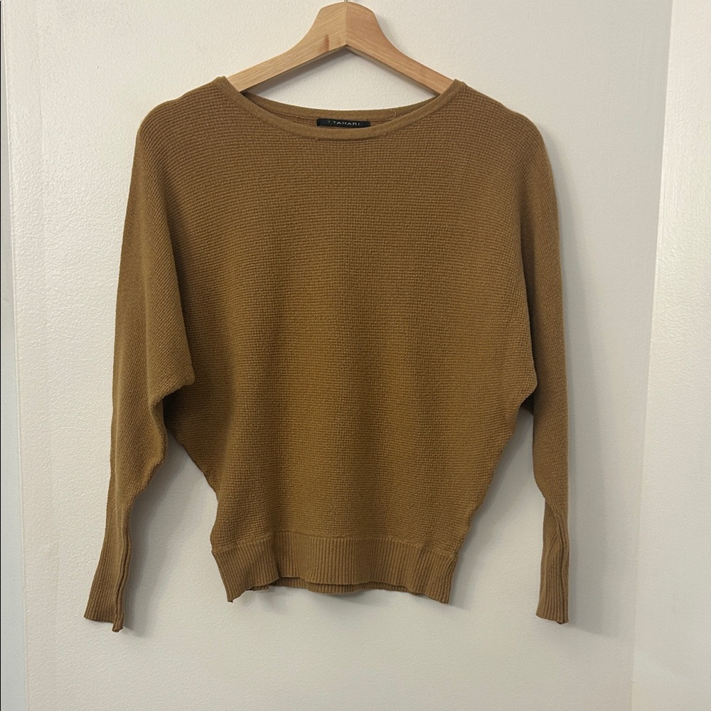 T Tahari Women's Tan Crew Neck Sweater